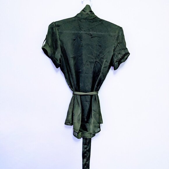 Rickis Satin Olive Button-Up Top – Like New - Picture 2 of 4